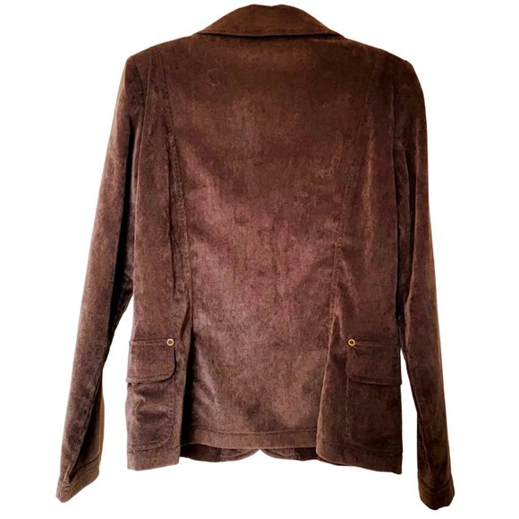 Lana Lee Women's Jacket Brown Corduroy Ruffled Trim Details Small (GUC) - Picture 5 of 8